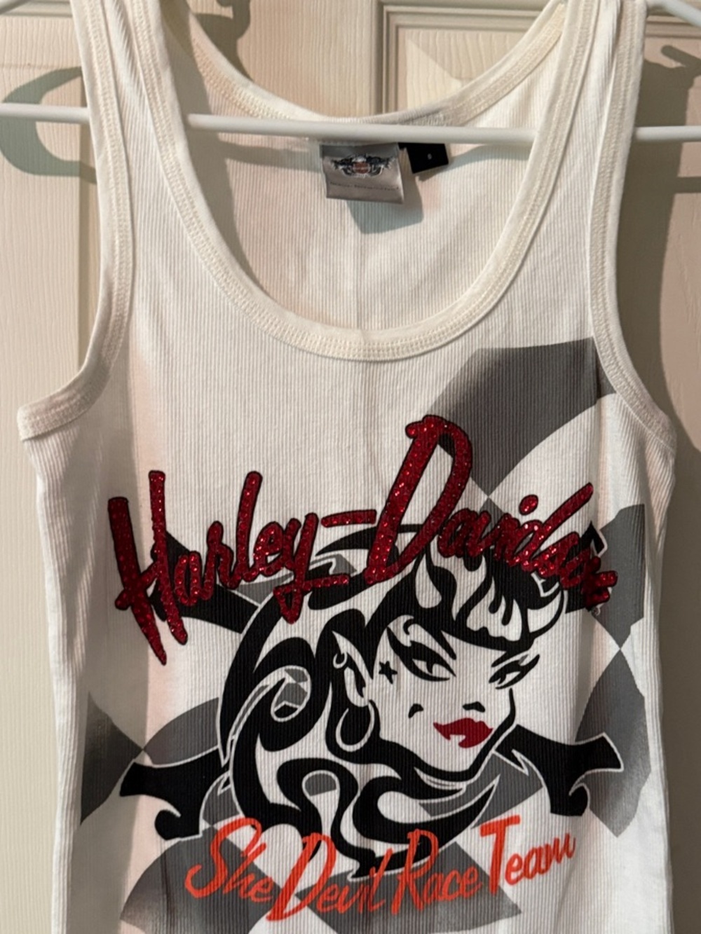 Harley-Davidson White Tank with Red & Black Graphic